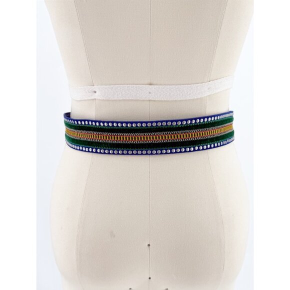 Nanni Blue Suede Embroidered Boho Belt S - Picture 5 of 9